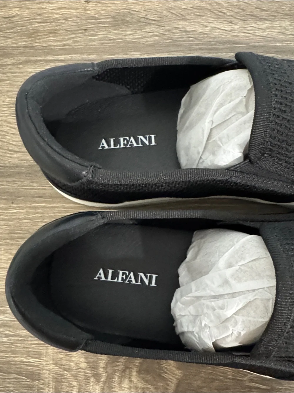 Alfani Black Slip-On Knit Loafers with White Sole